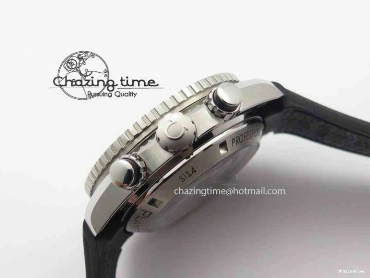 0319 Unisex Planet Ocean Master Chrono 45mm SS OM 1:1 Best Edition Black Dial On Black Rubber Strap A 8171